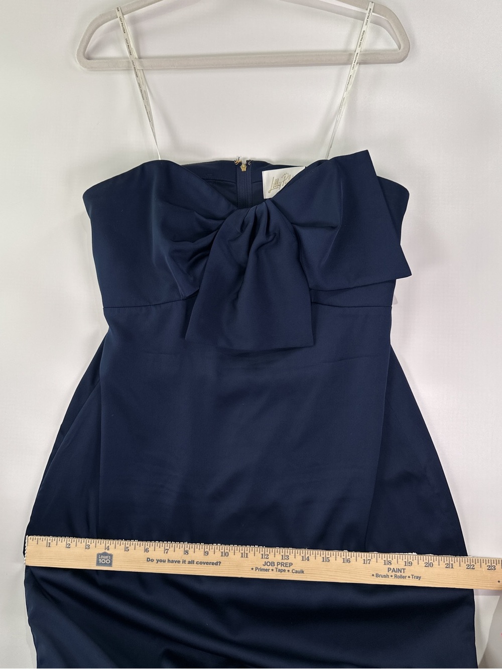 Lilly Pulitzer Carlynn Strapless Bow Side Slit Polyester Maxi Dress Navy Blue 12 - Picture 11 of 15